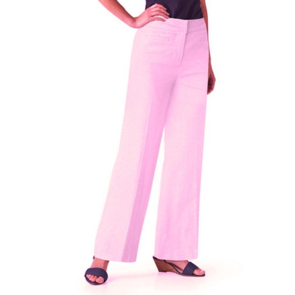Chadwicks of Bosten Pink Lemonade Linen Wide Leg Dress Pants Size 4 NWT - Picture 1 of 5